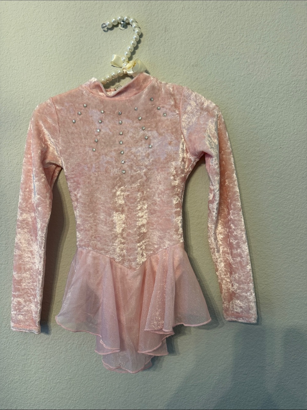 Avenue Pink Velvet Tulle Dance Dress with Rhinestones